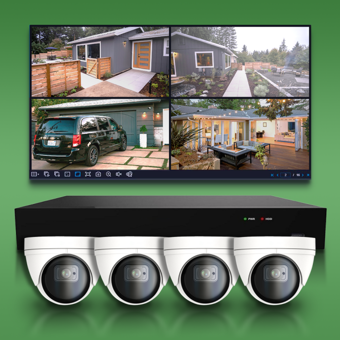 Backstreet Surveillance PROKIT4-90D 4 White Dome Security Camera System 4K DIY