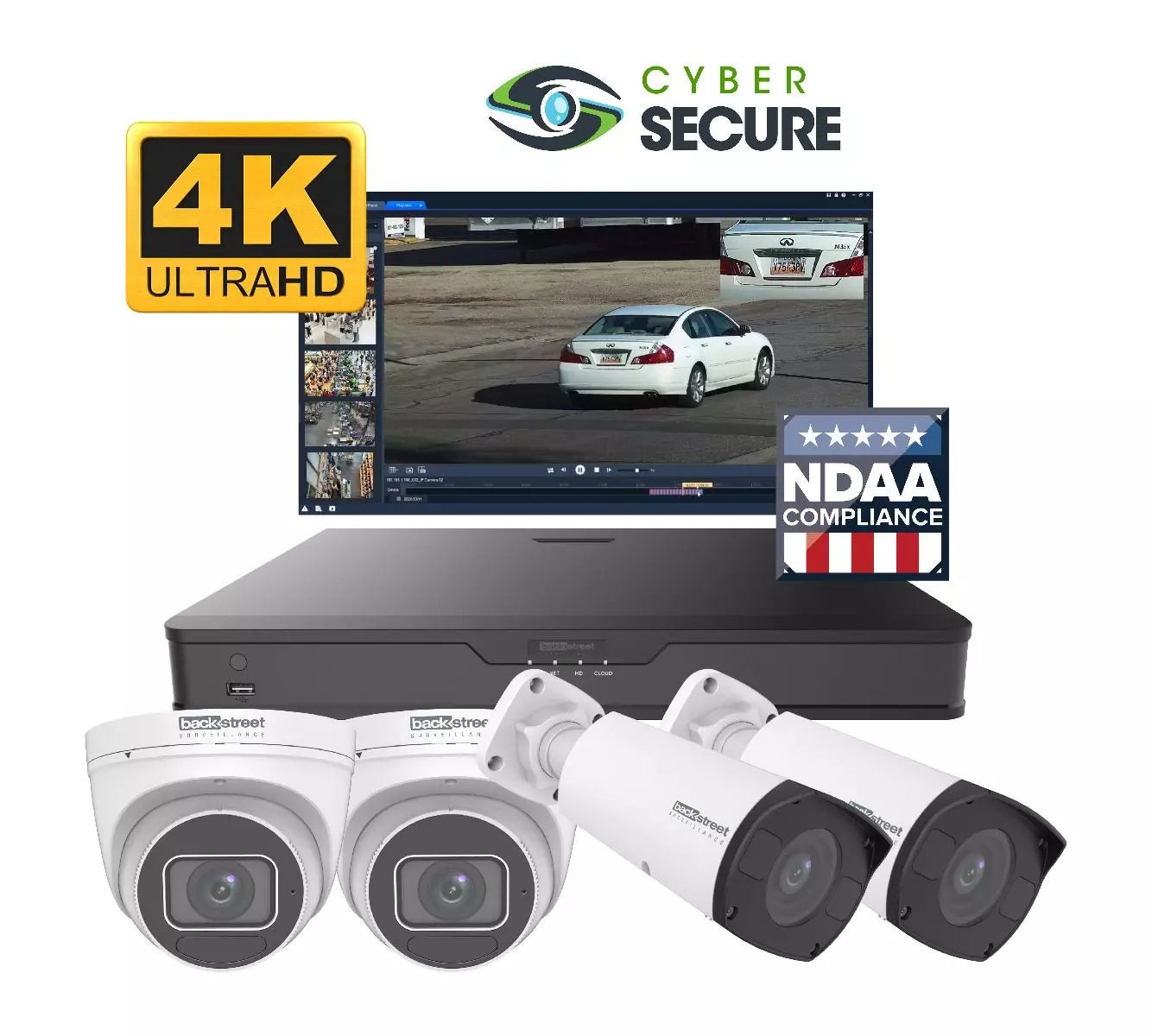 Backstreet Surveillance CSKIT4-B-4K 4 Bullet Style Zoom Security Camera System, 8-Channel