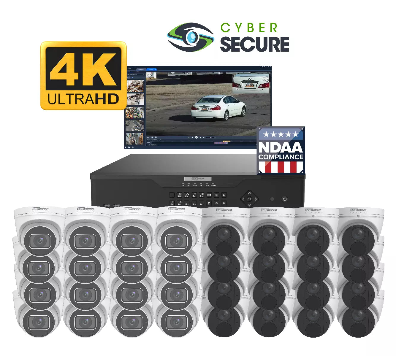 Backstreet Surveillance CSKIT32-CD-4K 32 Vandal Dome System, 4K & Zoom