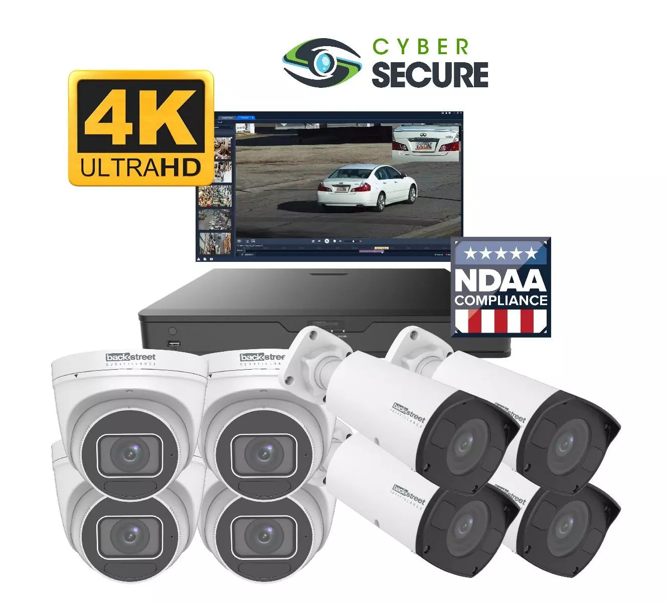Backstreet Surveillance CSKIT8-CBD-4K 8 Outdoor Zoom Camera Security System, 8-Channel