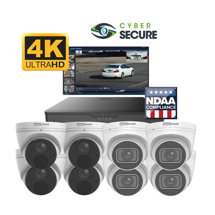 Backstreet Surveillance CSKIT8-CD-4K 8 Vandal Dome Security System, 4K & Zoom