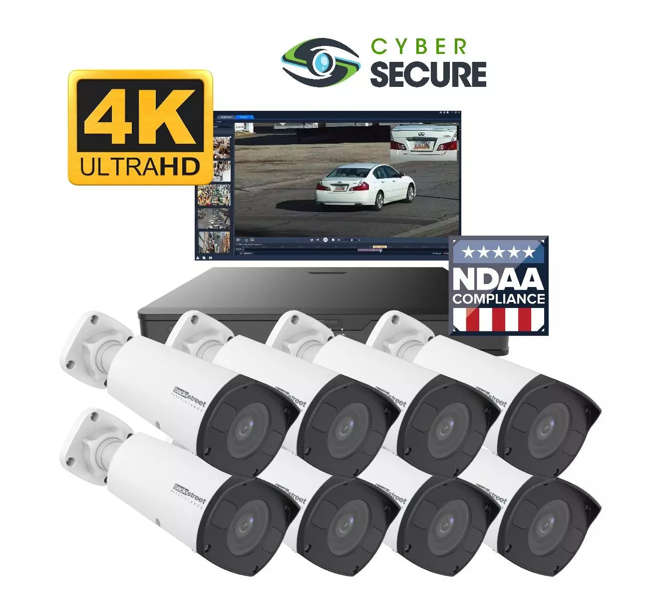 Backstreet Surveillance CSKIT8-B-4K 8 Bullet Style Zoom Security Camera System, 8-Channel