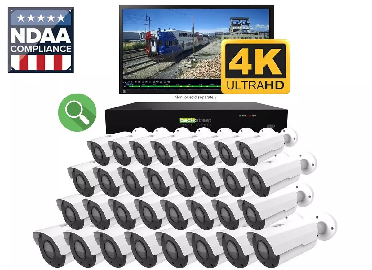 Backstreet Surveillance PROKIT32-120 32 Outdoor 4K Zoom Security Camera DIY Kit