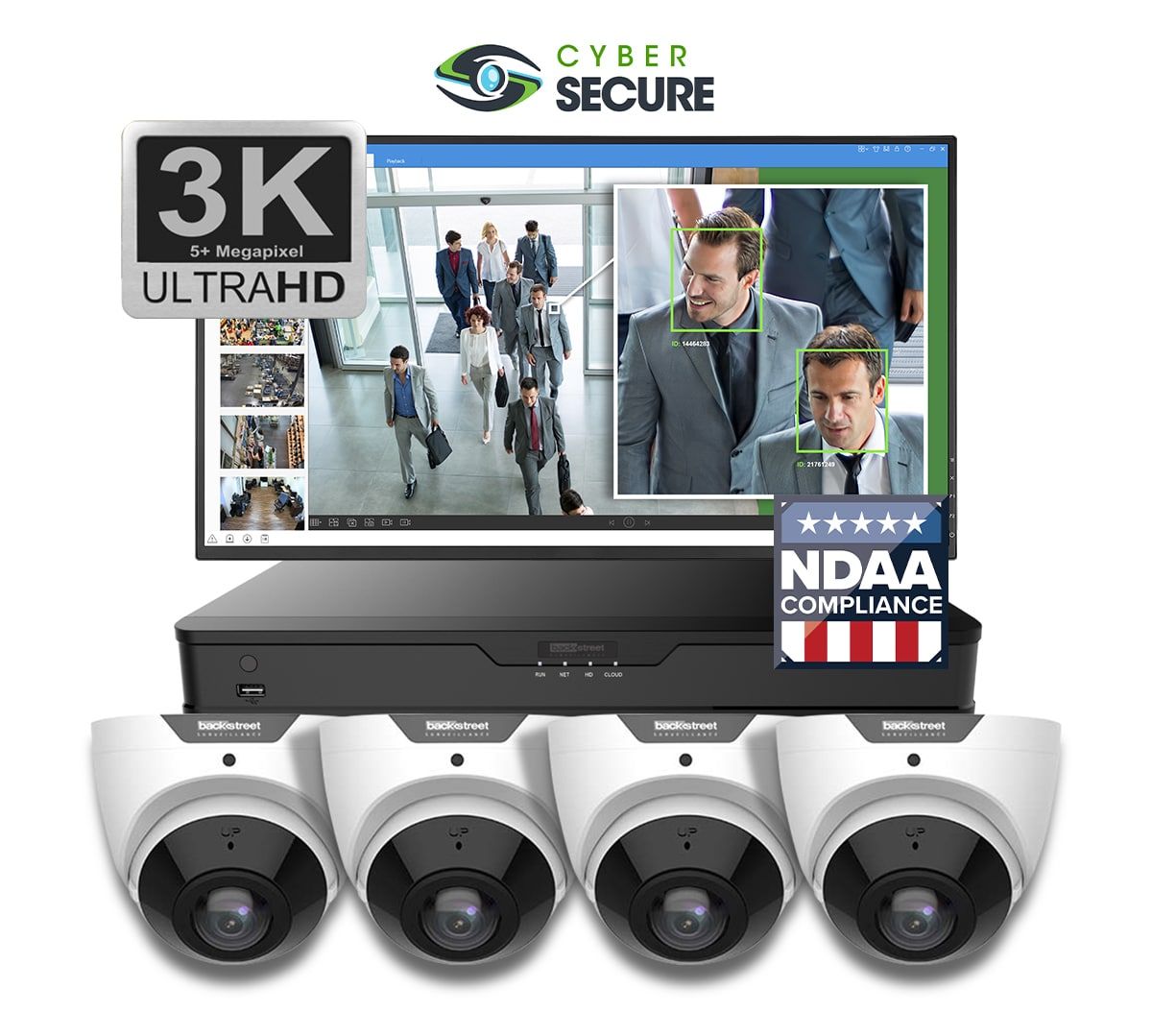 Backstreet Surveillance CSK4-CSFD180 4 Camera 180° Wide View Dome System, 4-Channel