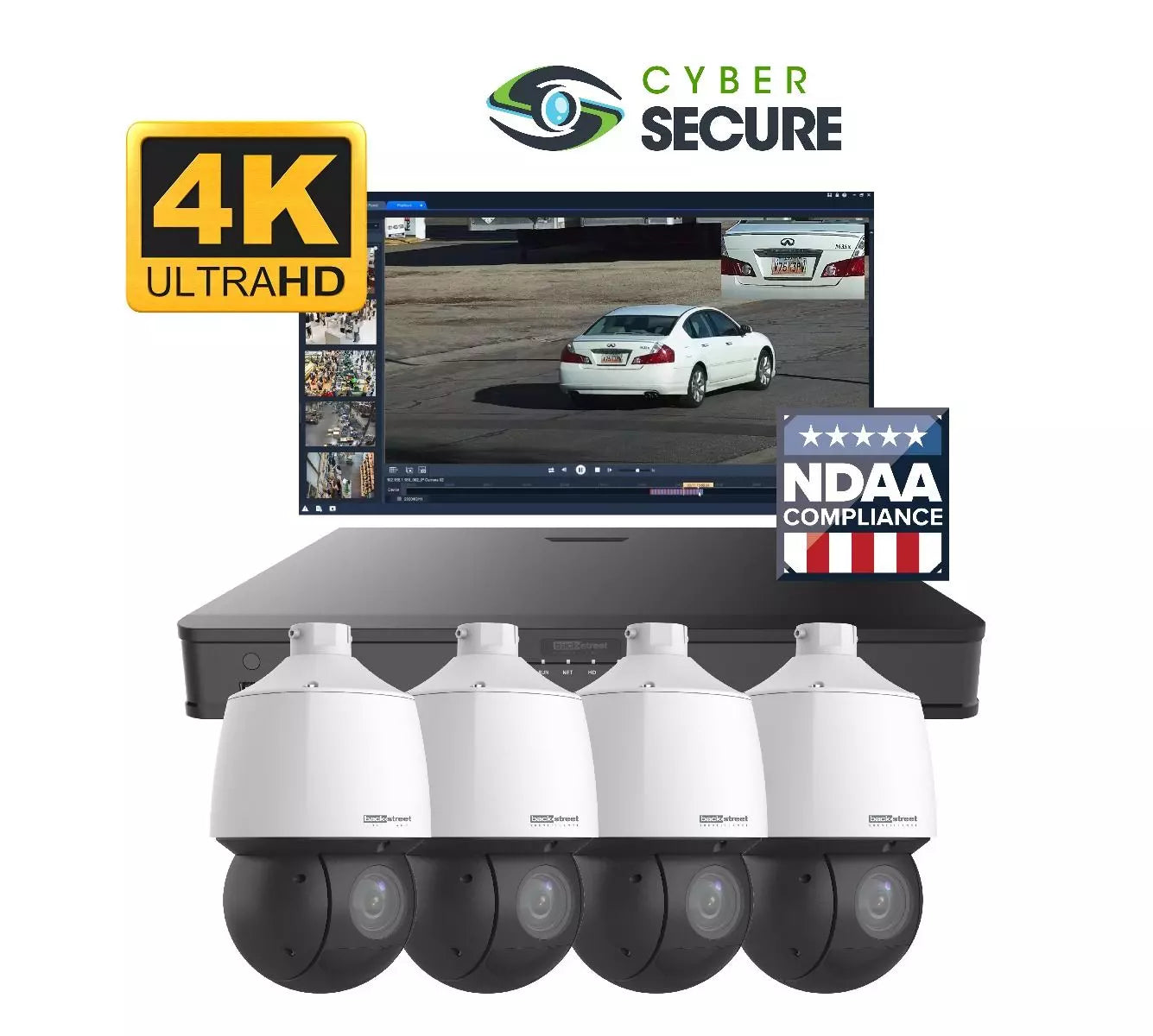 Backstreet Surveillance CSKIT4-PTZ 4 Camera Long Range, Pan Tilt Zoom System, 8-Channel