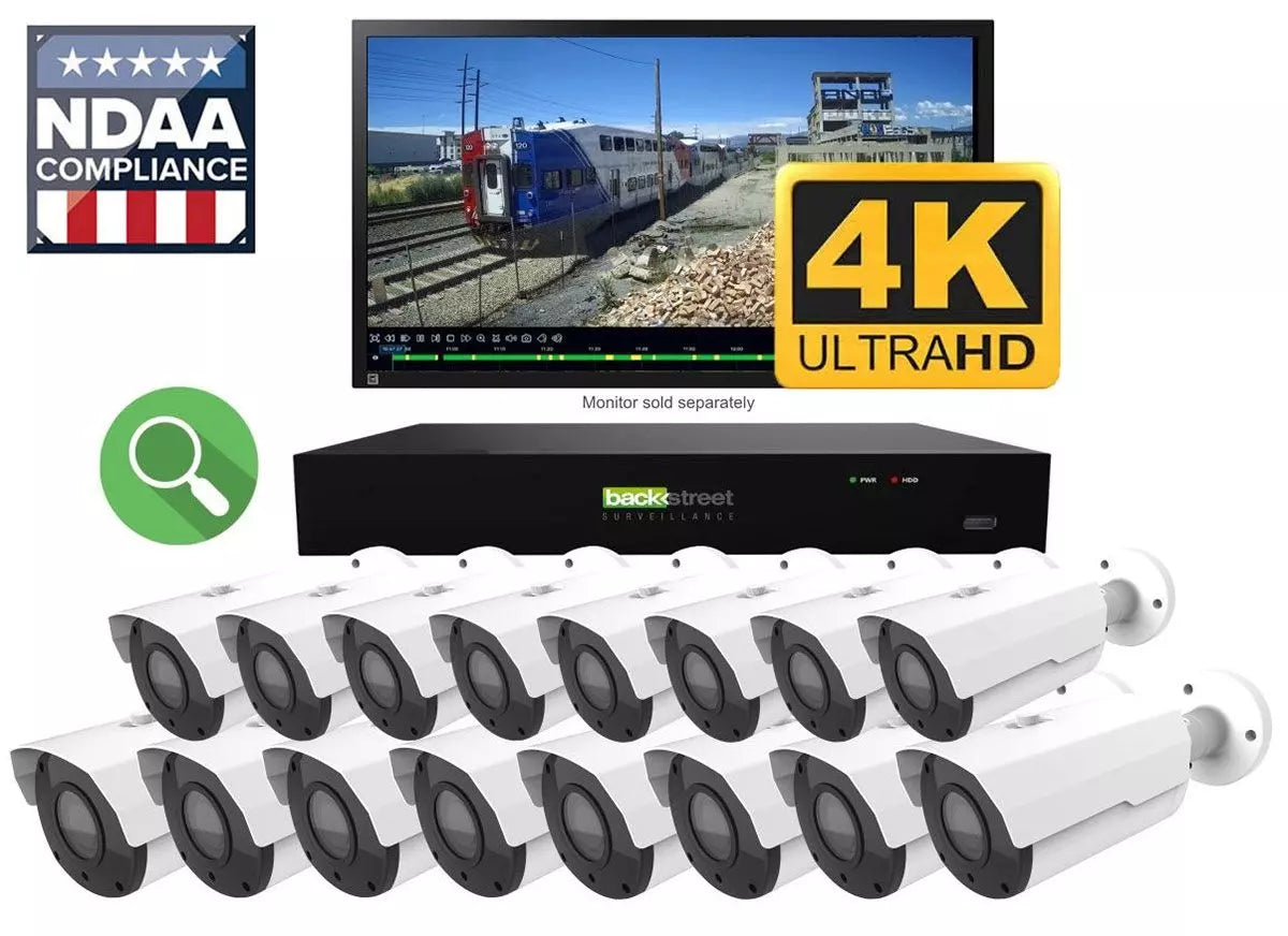 Backstreet Surveillance PROKIT16-120 16 Outdoor 4K Zoom Security Camera DIY Kit
