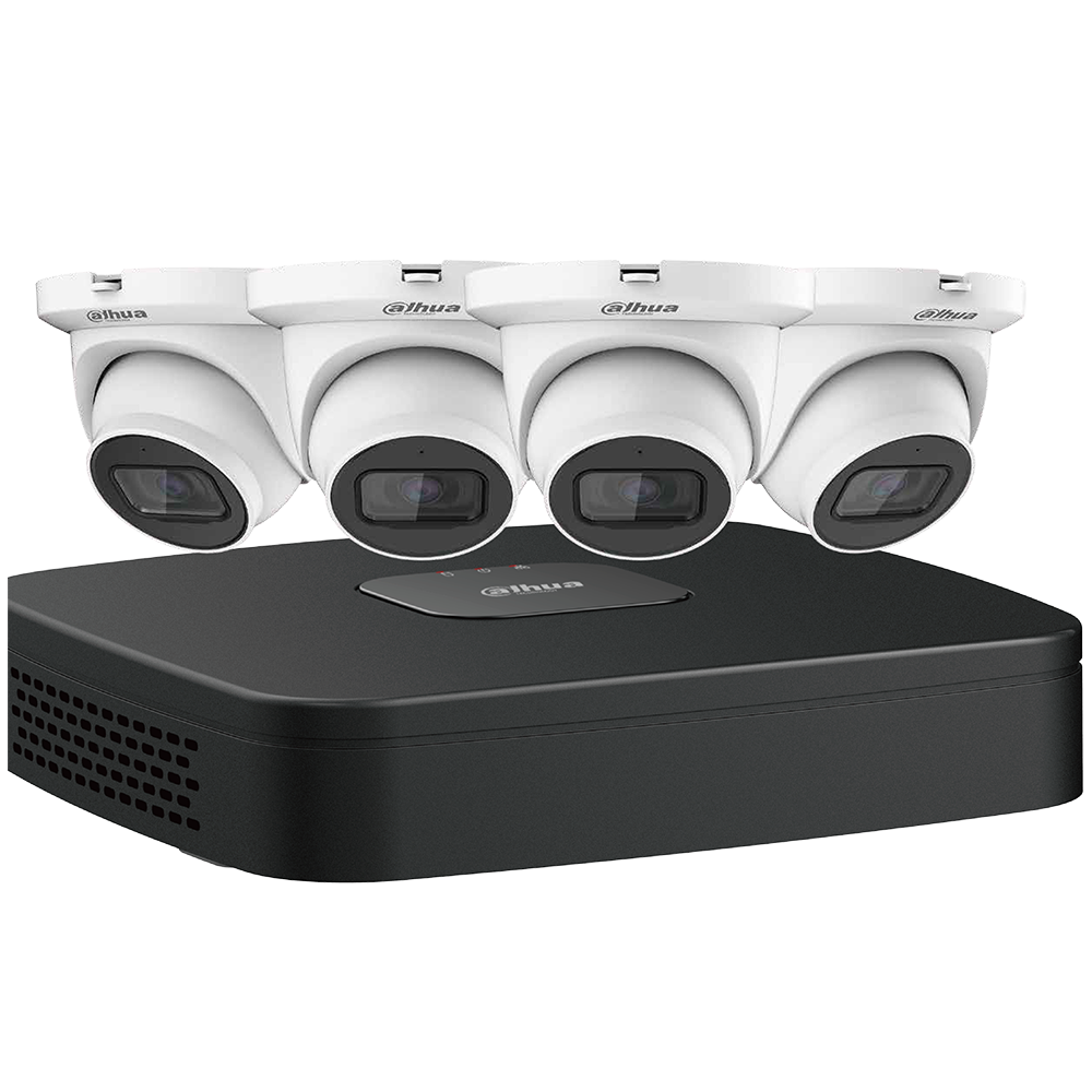 Dahua N444E42B IP Kit: 4-Channel NVR + 4x 4MP. Starlight, Mini Eyeball Cameras