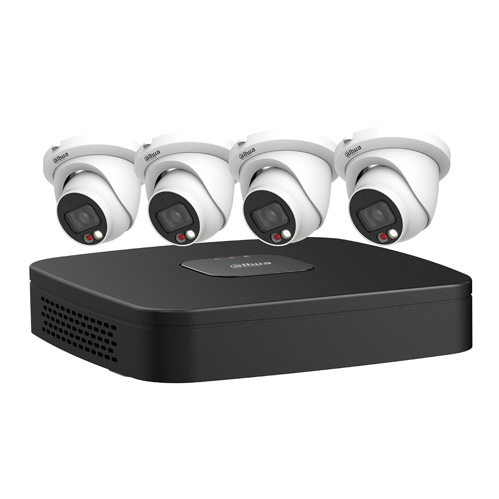 Dahua N444E42C IP Kit: 4-Channel NVR + 4x4MP Vu-More Night Color Eyeball Cameras