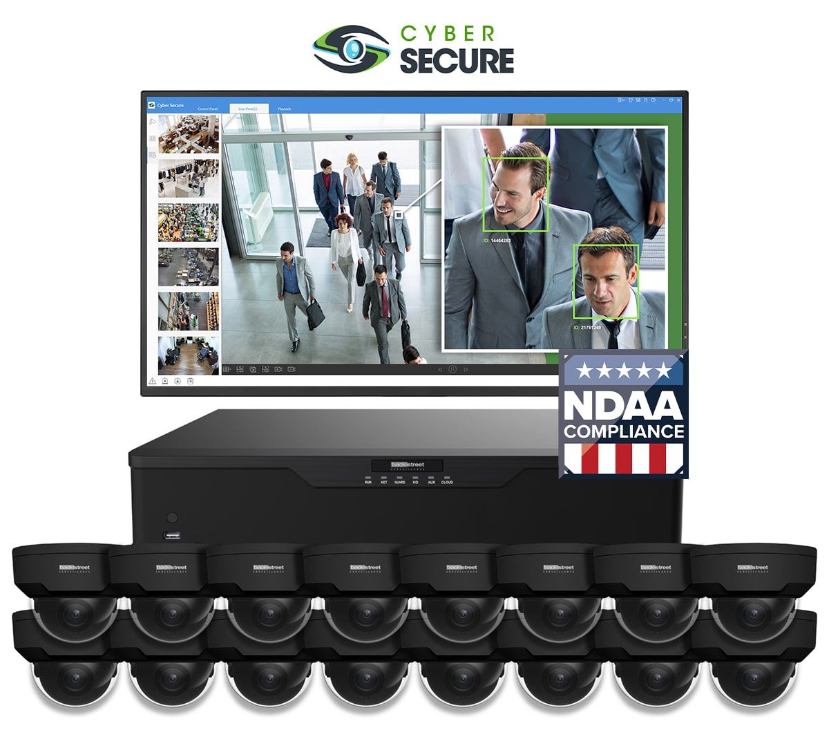 Backstreet Surveillance CSK16-100BLTE 16 Camera Black Dome System, 4-Channel
