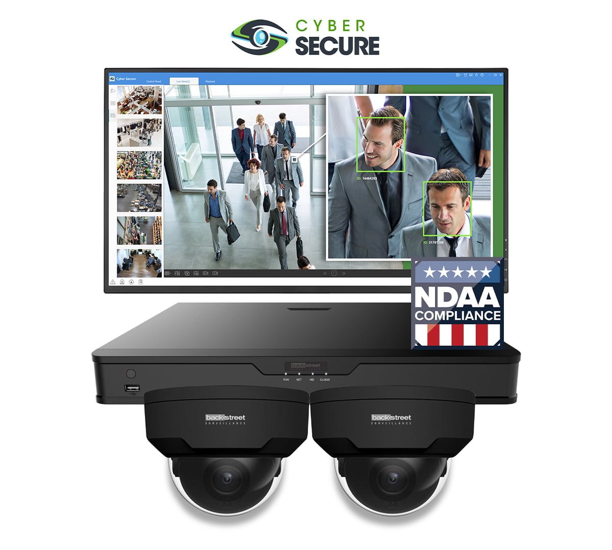 Backstreet Surveillance CSK2-100BLTE 2 Camera Black Dome Surveillance System