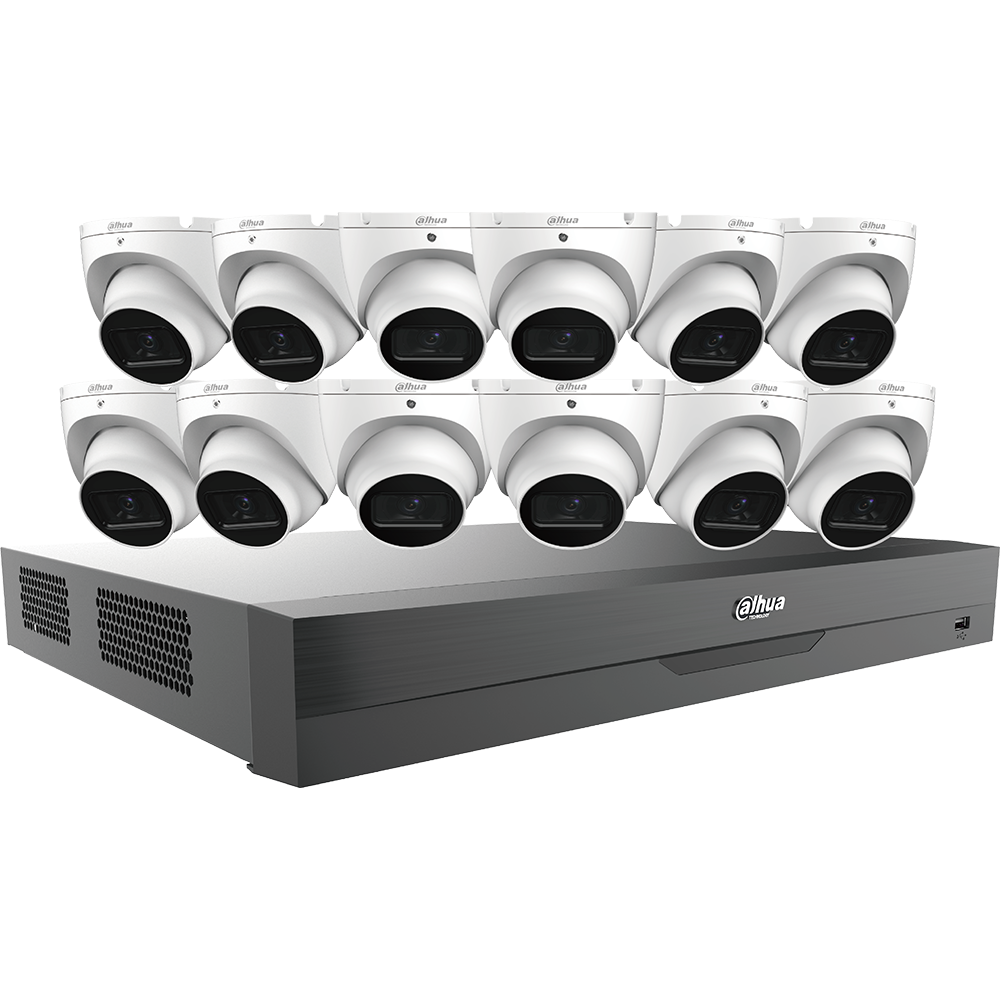 Dahua C865E124A Mini Eyeball Cameras 16-Channel 4K Analytics+ Penta-Brid DVR+12x5MP