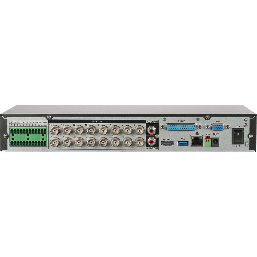 Dahua X51C3E8 16-Channel 1080p Analytics+ Penta-Brid DVR H.265 5M-N Mini 1U 1 SATA Bays, 8TB